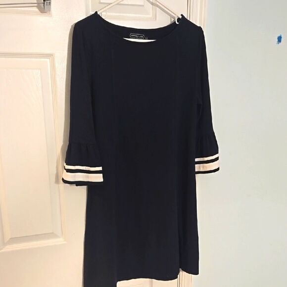 Duffield lane Blue Sheath Dress with Bell Sleeves - Picture 1 of 7